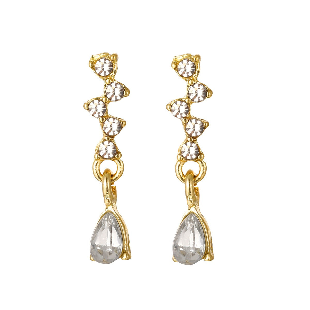 Diamond inlaid water drop zircon earrings for women's inset style, exquisite earrings