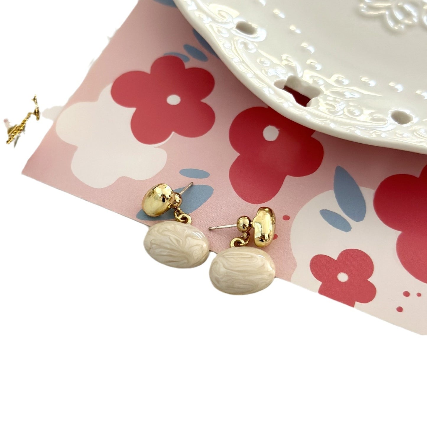 Silver Needle French Retro Dual-wear Bean-shaped Stud Earrings