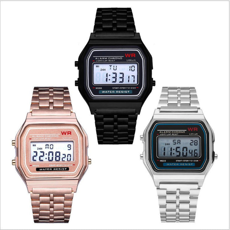 Steel Band Electronic Watch - WR F91W