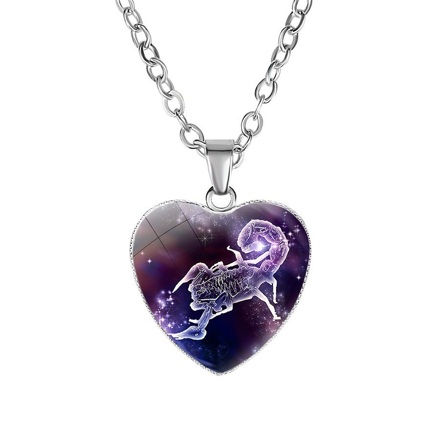 Zodiac sign Heart Pendant Necklace - Women's