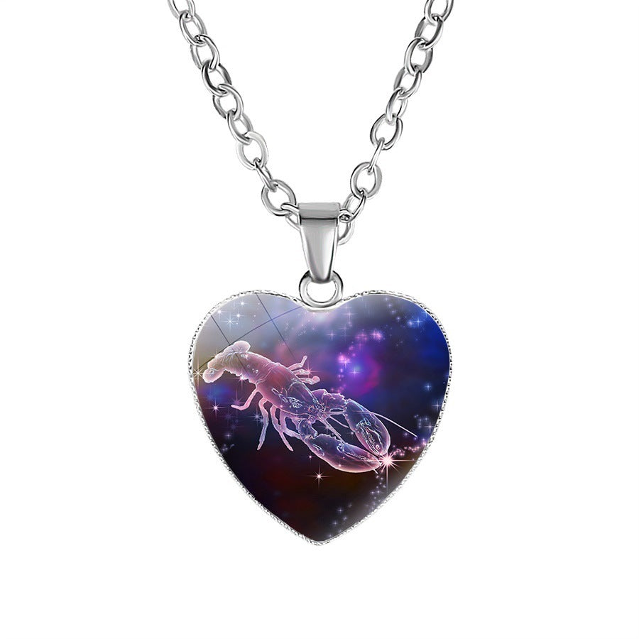 Zodiac sign Heart Pendant Necklace - Women's