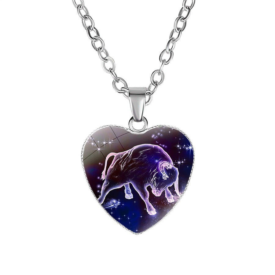 Zodiac sign Heart Pendant Necklace - Women's