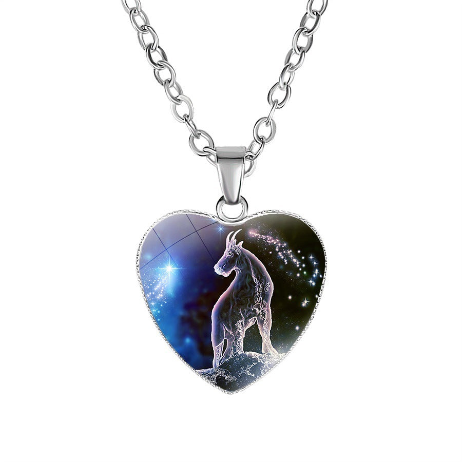 Zodiac sign Heart Pendant Necklace - Women's