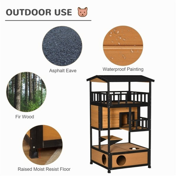 Cat House, Wooden -Enhance your cat's comfort with our Wooden Cat House.