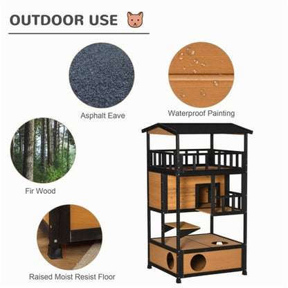 Cat House, Wooden -Enhance your cat's comfort with our Wooden Cat House.