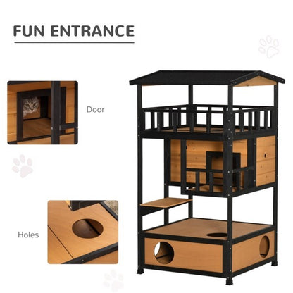 Cat House, Wooden -Enhance your cat's comfort with our Wooden Cat House.