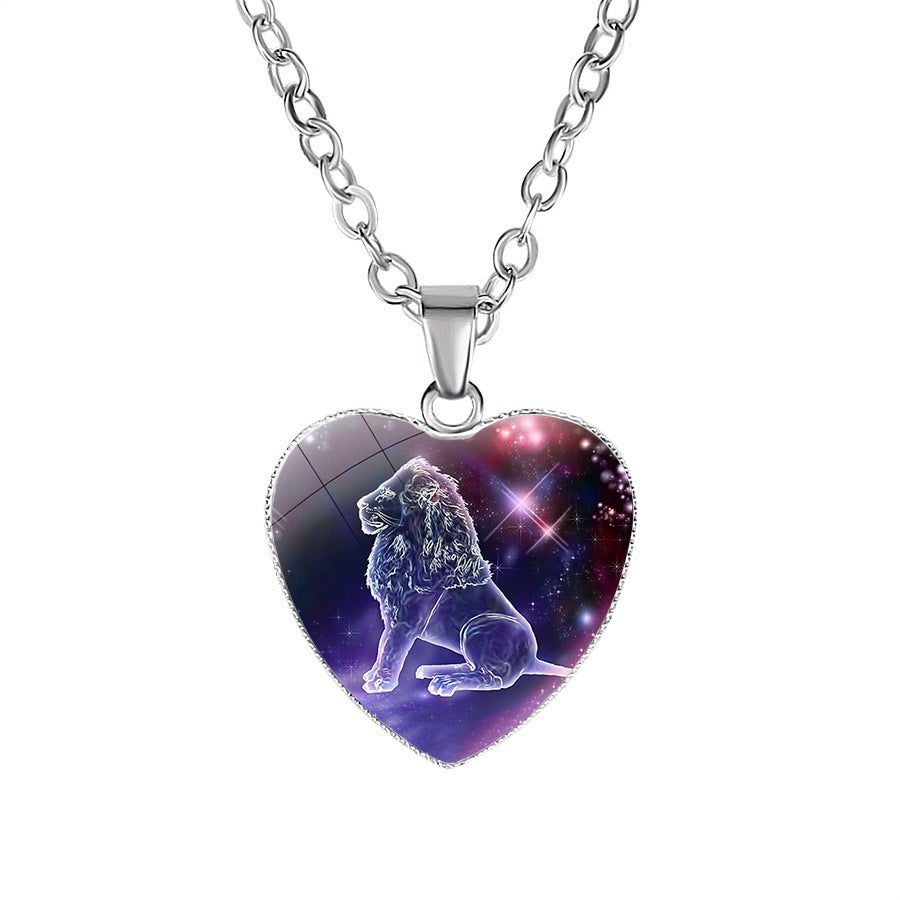 Zodiac sign Heart Pendant Necklace - Women's