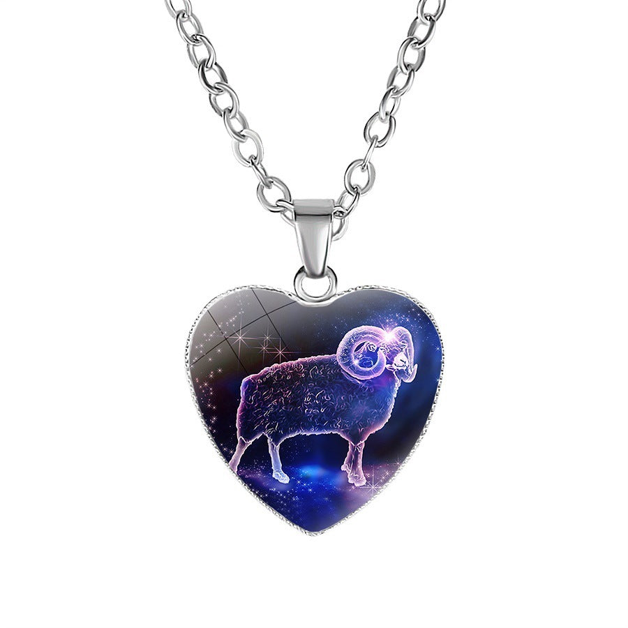 Zodiac sign Heart Pendant Necklace - Women's