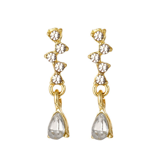 Diamond inlaid water drop zircon earrings for women's inset style,  exquisite earrings