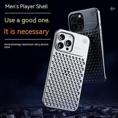 Aluminum Alloy Phone Case For 14 13 Pro Max Plus Hollow Heat Dissipation Anti-fall Full Body Shockproof Phone Cove