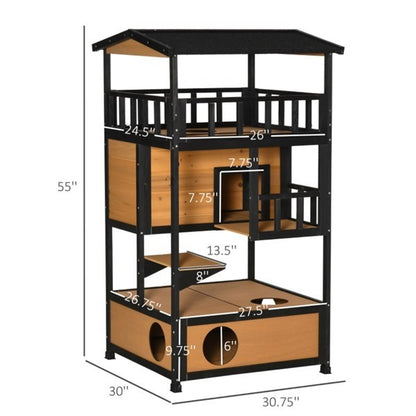 Cat House, Wooden -Enhance your cat's comfort with our Wooden Cat House.