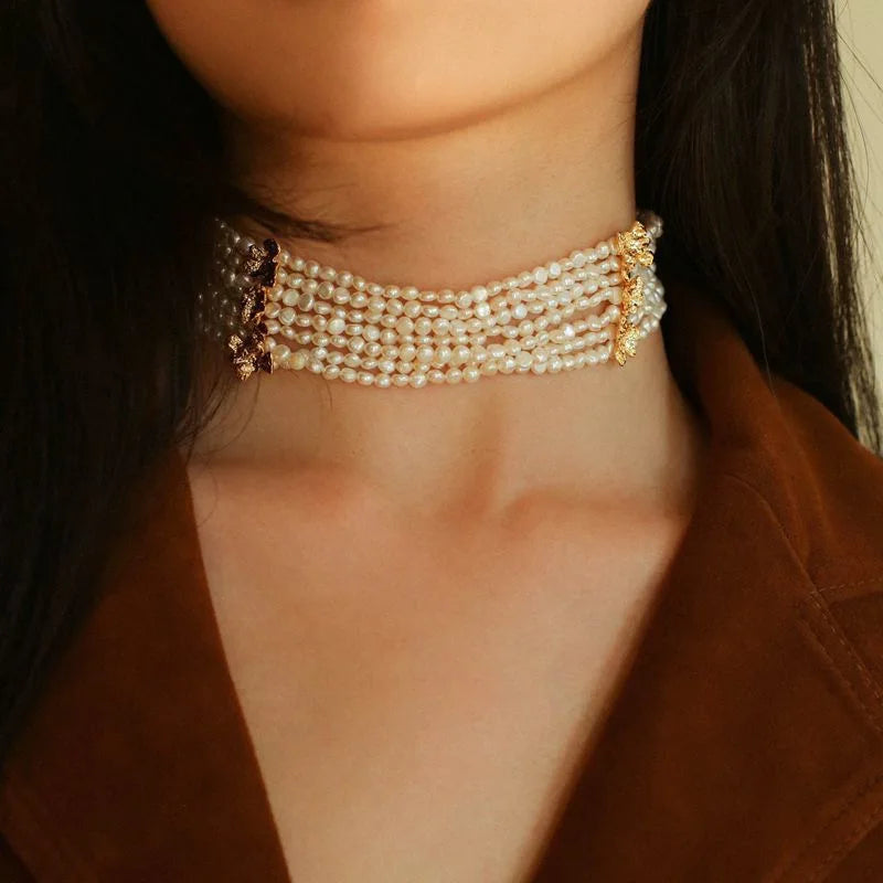Freshwater pearl necklace for women vintage pearl choker necklace